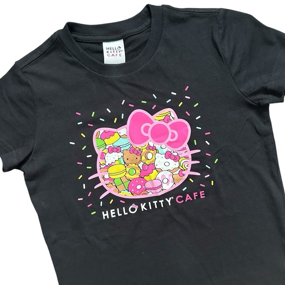 Hello‎ Kitty Cafe Donut Youth YS Black Shirt - Picture 2 of 8